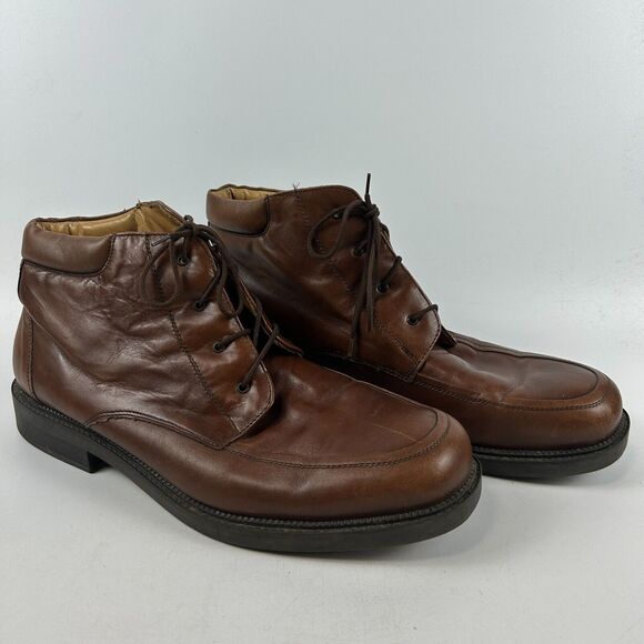 Bostonian Strada‎ Made in Italy Brown Lace Up Boots Size 13 Men's Leather - Picture 1 of 15